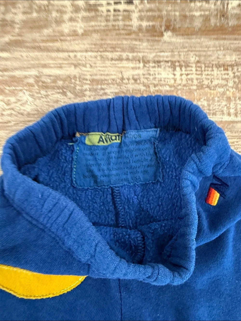 Aviator Nation Blue Knit Shorts with Yellow Smiley
